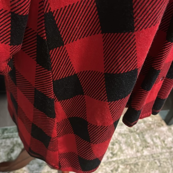 Kim Rodgers Red Black Plaid Check Button-Up Long Spandex Shirt Final Sale - Picture 5 of 9